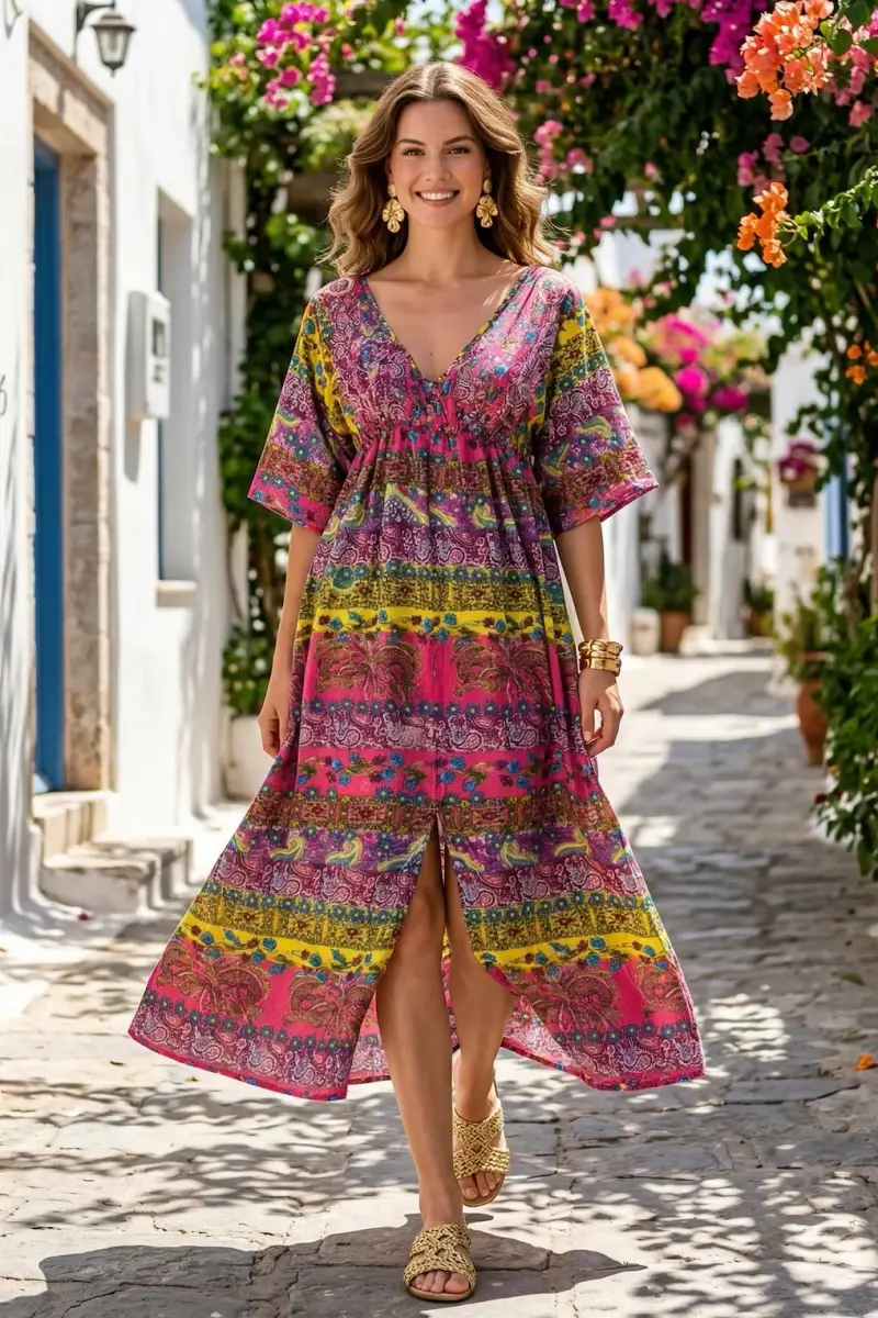 ABITO LUNGO CON SPACCO | Colore Paisley |