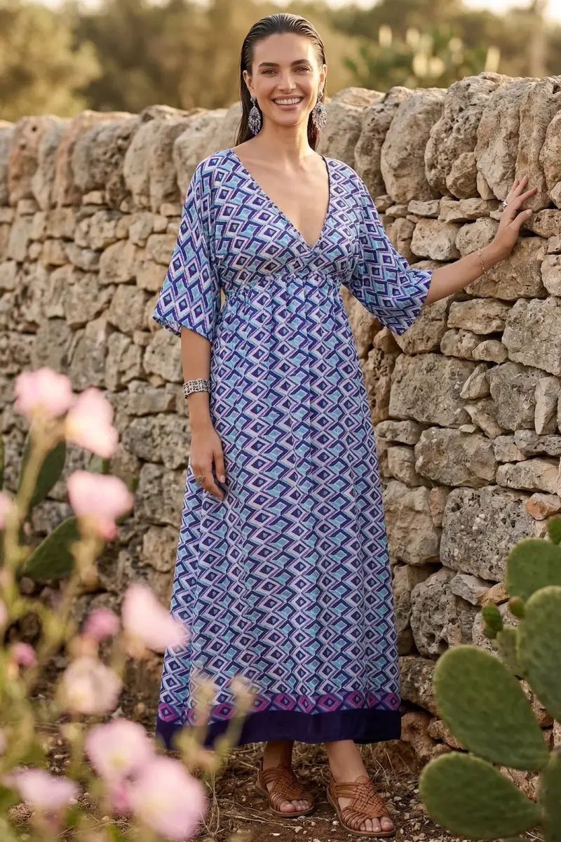 ABITO LUNGO CON SPACCO | Colore Rombi |