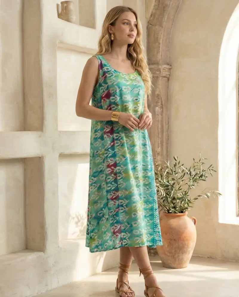 ABITO LUNGO SMANICATO | Colore Smeraldo |