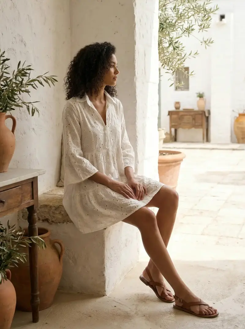 ABITO MINI IN PIZZO SANGALLO | Colore Ecrù | Ecrù