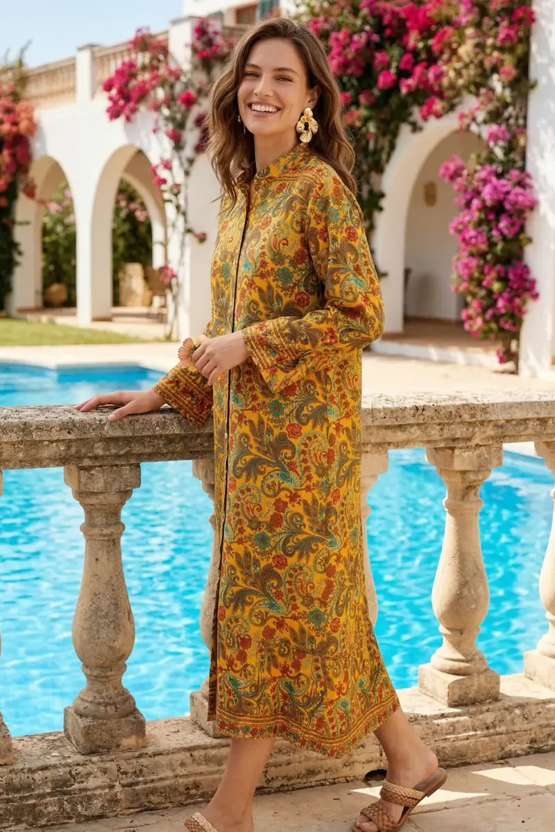 CAFTANO CON ABBOTONATURA FRONTALE | Colore Giallo |