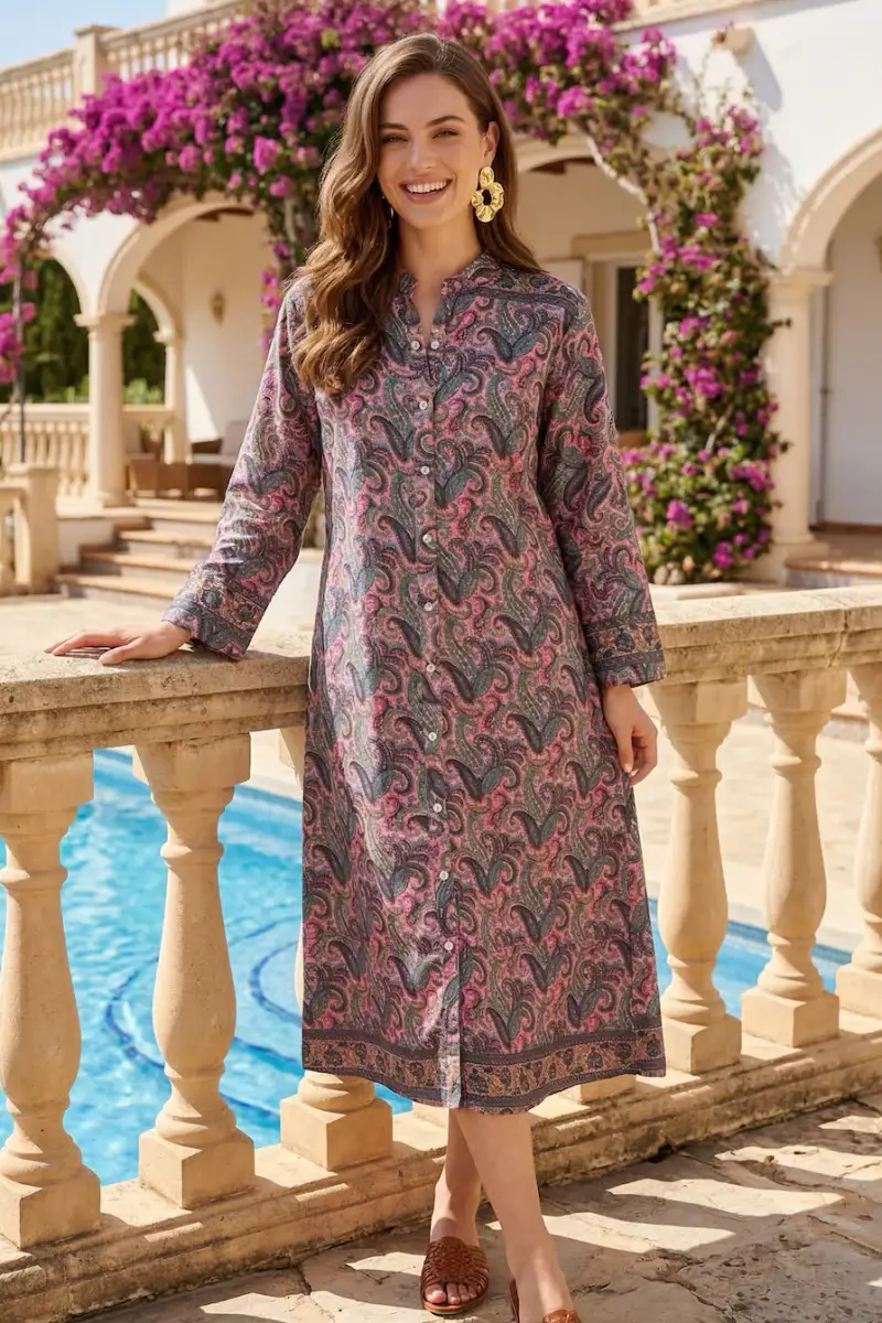 CAFTANO CON ABBOTONATURA FRONTALE | Colore Paisley |