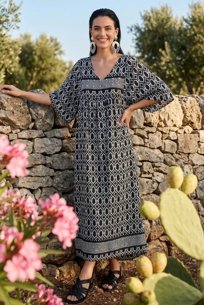 CAFTANO LUNGO STILE IMPERO | Colore Tribale |