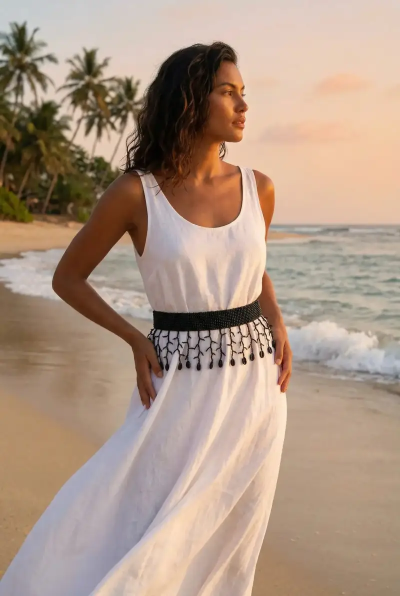 CINTURA MULTIFILI CON CONCHIGLIE | Colore Nero |