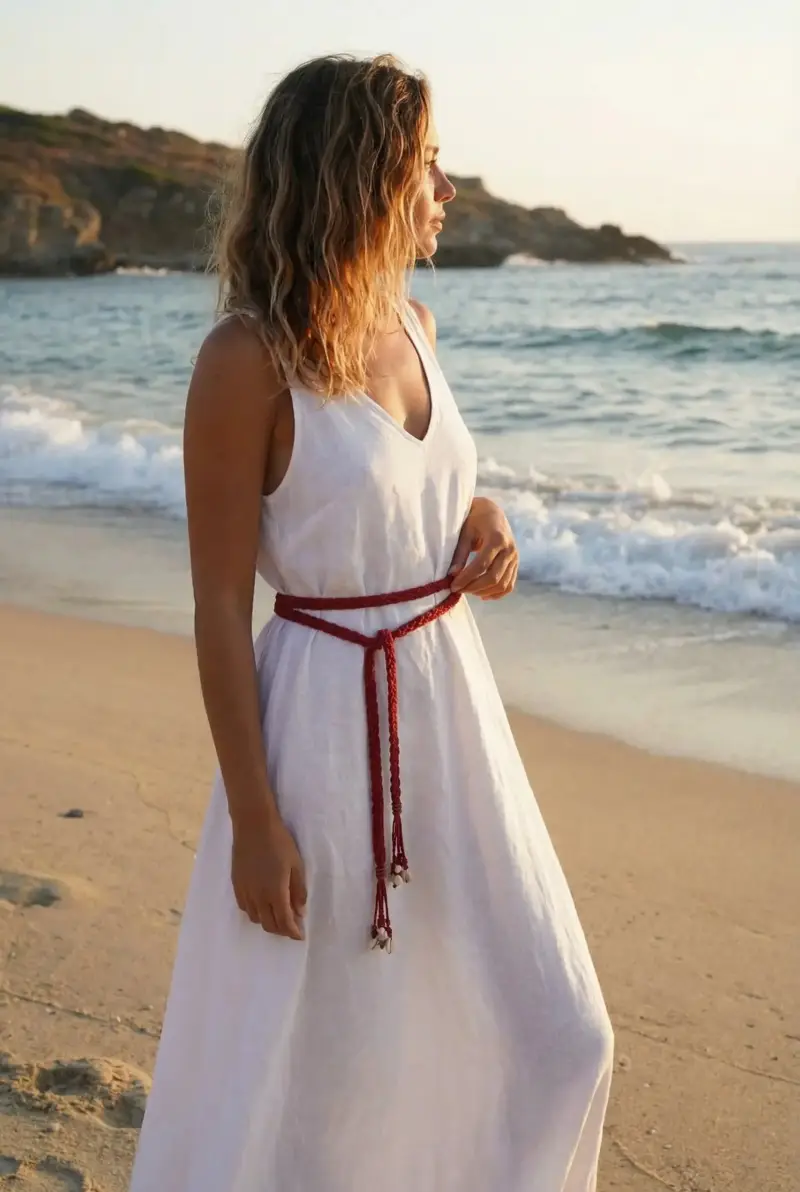 CINTURA MULTIFILI CON CONCHIGLIE | Colore Rosso |