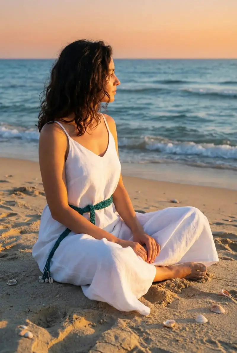 CINTURA MULTIFILI CON CONCHIGLIE | Colore Verde |