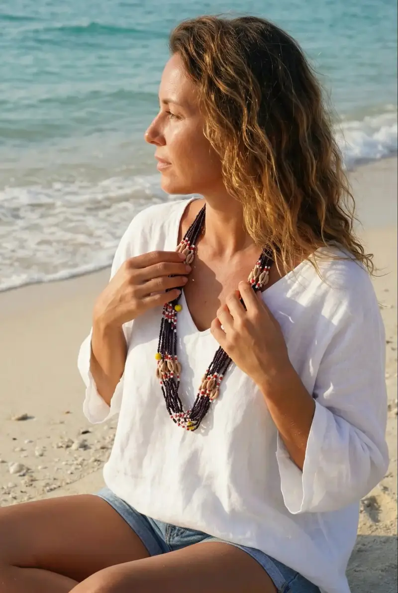 COLLANA MULTIFILI E CONCHIGLIE | Colore Viola |