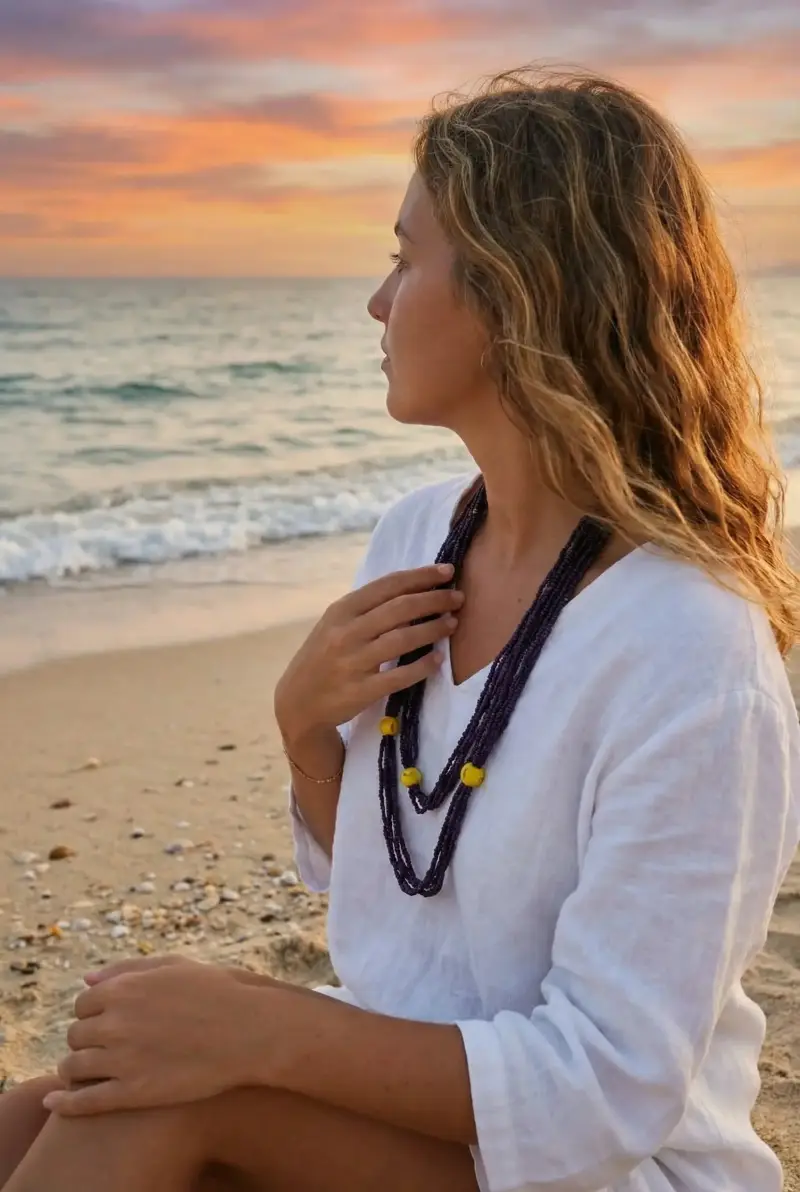 COLLANA MULTIFILI E LIMONI | Colore Viola |