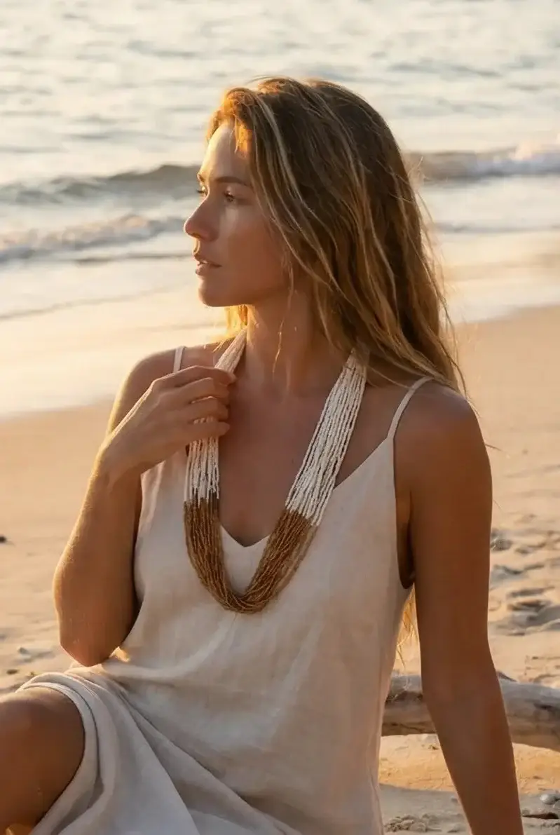 COLLANA MULTIFILI NINA | Colore Bianco |