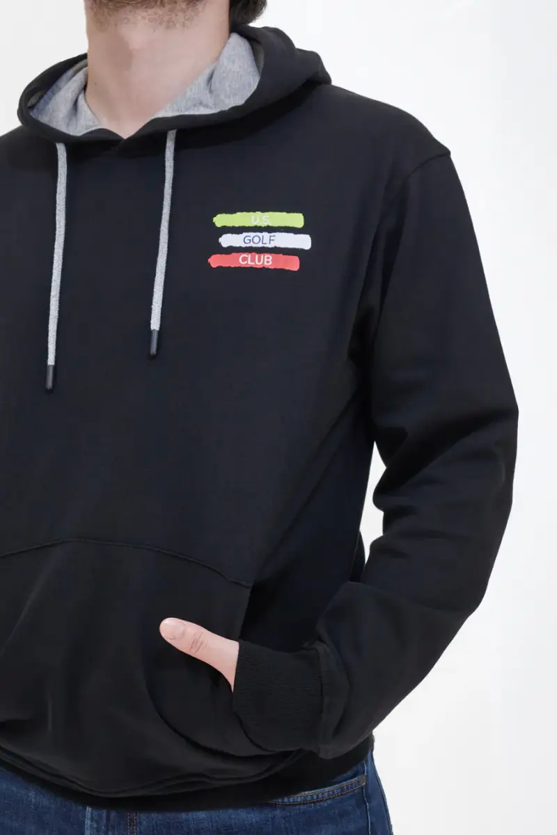 Felpa con Cappuccio Nera Us Golf Club 1255 [NERO]