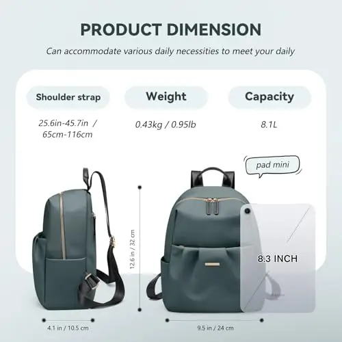 GOLF QUALITY Zaino Donna, Backapck Donna Elegante 2 in 1, Borsa Zaini Causal Zainetti per Viaggio, Daypack per Scuola miniatura 2