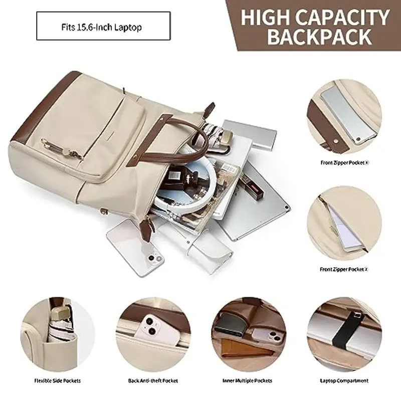 GOLF QUALITY Zaino Donna, Zaino da Scuola, Zaino Donna Lavoro Uomo, Resistente all'acqu Computer Portatile da 15.6 miniatura 2