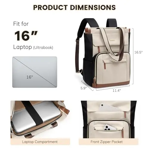 GOLF QUALITY Zaino Donna Zaino per PC Portatile 16 Pollici Zaino Porta PC, Zaino da Lavoro, Zaino per Laptop, Computer miniatura 2