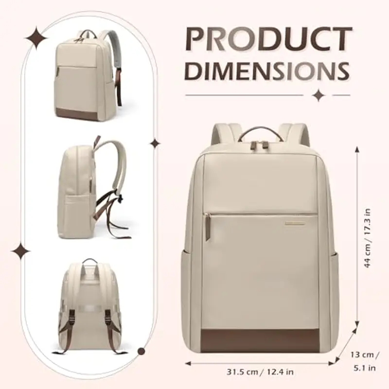 GOLF QUALITY Zaino PC Portatili 15.6 Pollici, Grande Zaino Donna Uomo Porta PC, Backpack Computer da Business Notebook Viaggio Ufficio Lavoro, Albicocca miniatura 3