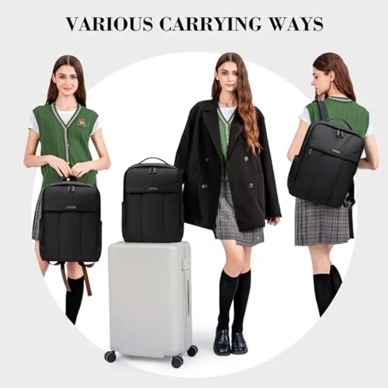 GOLF QUALITY Zaino Porta PC 14 Pollici, Nero, Unisex per Scuola, Università, Lavoro, Viaggio e Campeggio miniatura 2