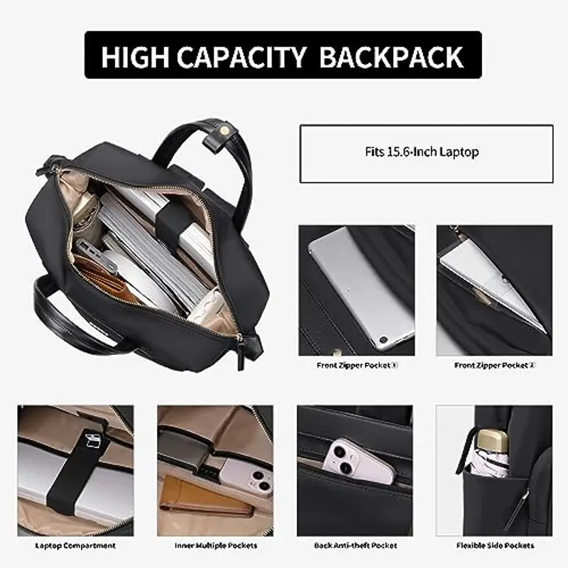 GOLF QUALITY Zaino Porta PC Donna e Uomo, Antifurto, per Computer 15.6 Pollici, Impermeabile, per Scuola e Lavoro miniatura 3