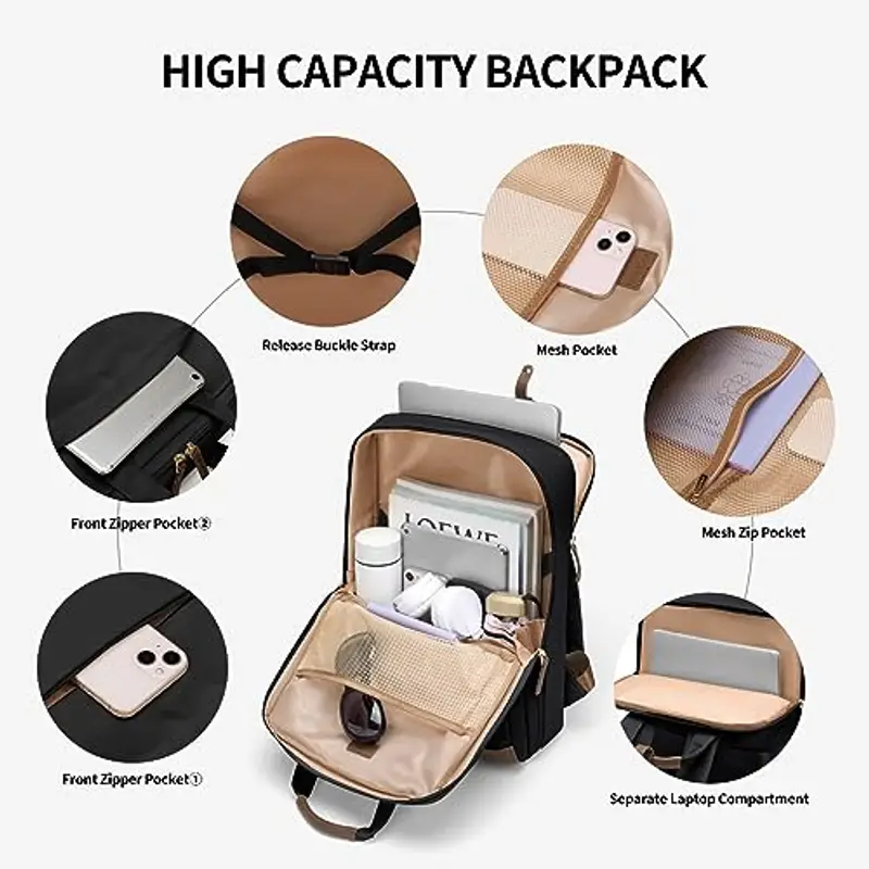 GOLF QUALITY Zaino Porta PC, Zaino Donna per Computer da 15.6 Pollici Notebook, Laptop Backpack Impermeabile da Uomo miniatura 3