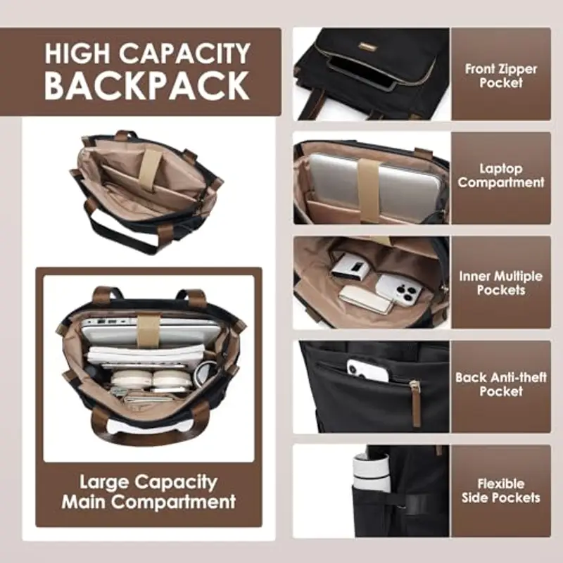 GOLF SUPAGS Zaino Convertibile per Donna Laptop Casual Travel Bag Notebook per Lavoro College Viaggi di Piacere miniatura 2