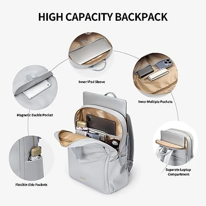 GOLF SUPAGS Zaino Porta PC Donna 14 Pollici Antifurto - Laptop Backpack Multifunzione Con Scomparto per Computer miniatura 2