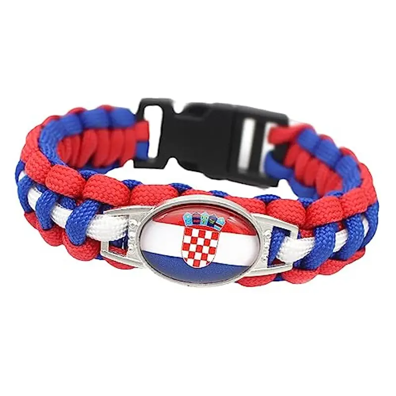 GONMFKM Moda Bracciale Intrecciato Con Bandiera Della Croazia Treccia Colorata Fatta A Mano Bracciale Tessuto Con