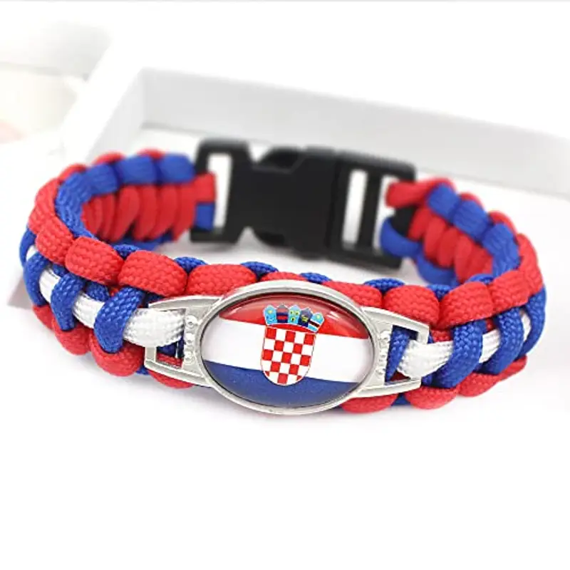 GONMFKM Moda Bracciale Intrecciato Con Bandiera Della Croazia Treccia Colorata Fatta A Mano Bracciale Tessuto Con miniatura 2