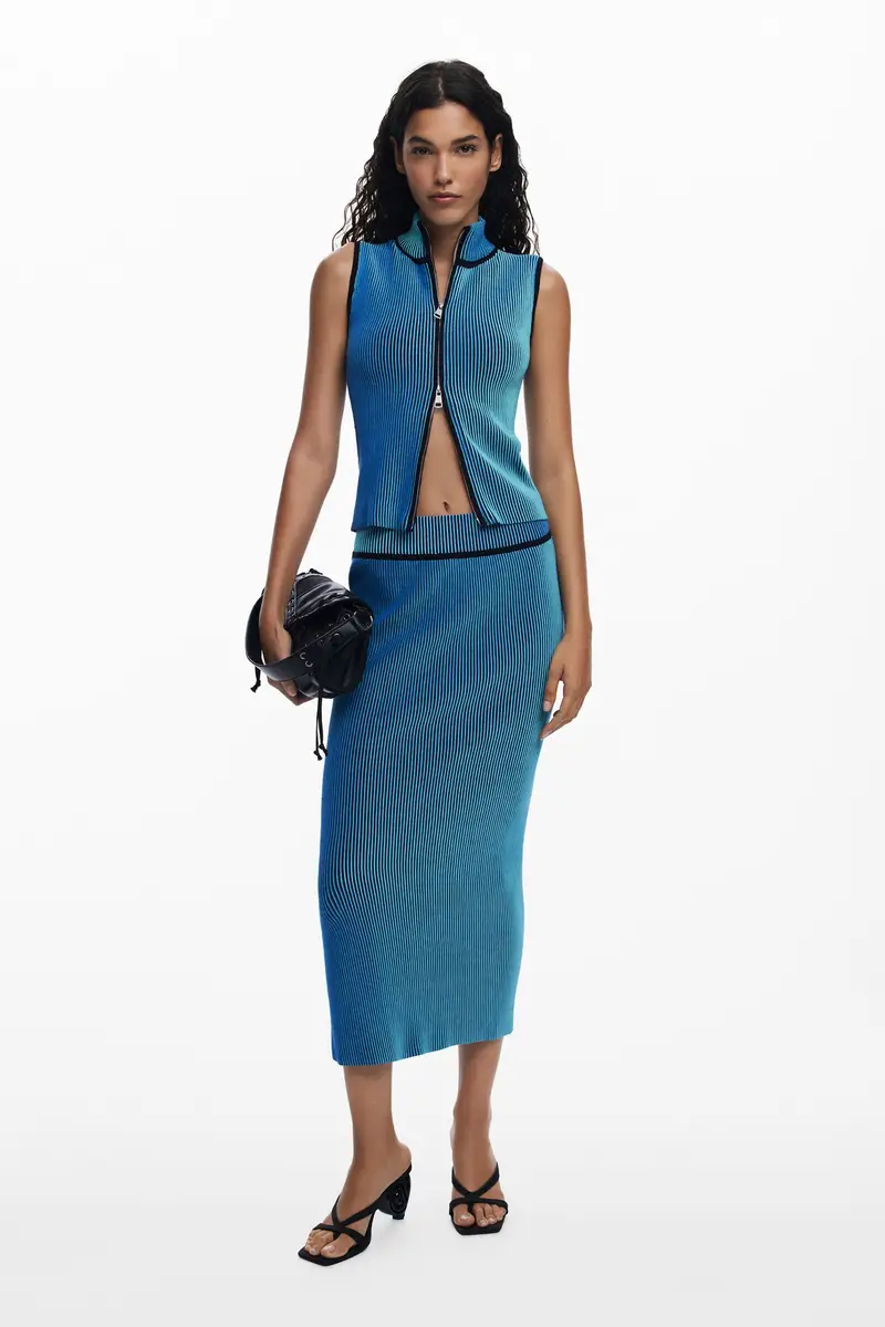 Gonna a tubino midi a righe