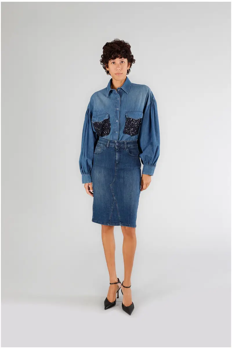 gonna in denim blu medio scuro 25