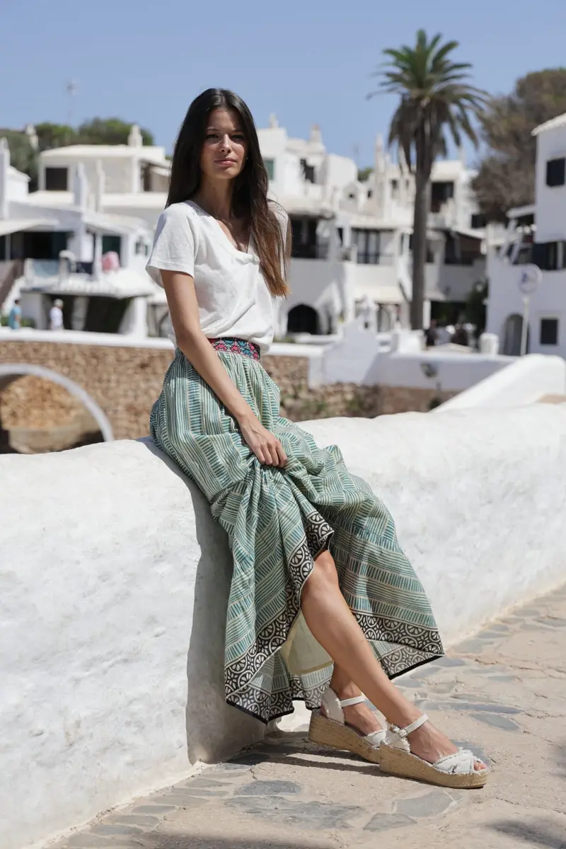 GONNA LUNGA IN FANTASIA | Colore: Turchese | Taglia: XS