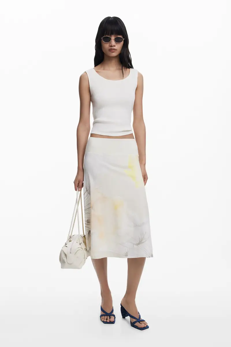 Gonna midi con elastico in vita