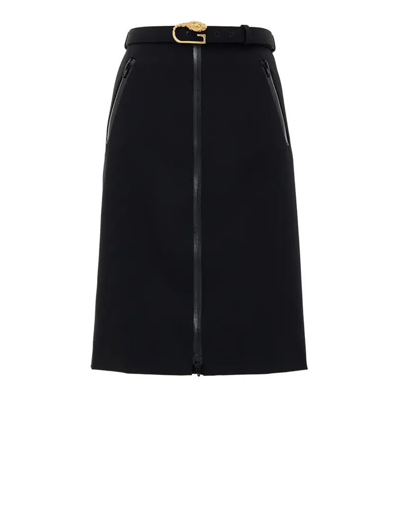 Gonna Nera con Zip e Cintura Gucci