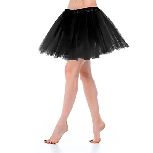 Gonna Tulle Donna Tutu Adulto Classic Elastico 3 Strati Tulle Nero Gonna Corta Donna Vestito Corto Gonne in Tulle Nero