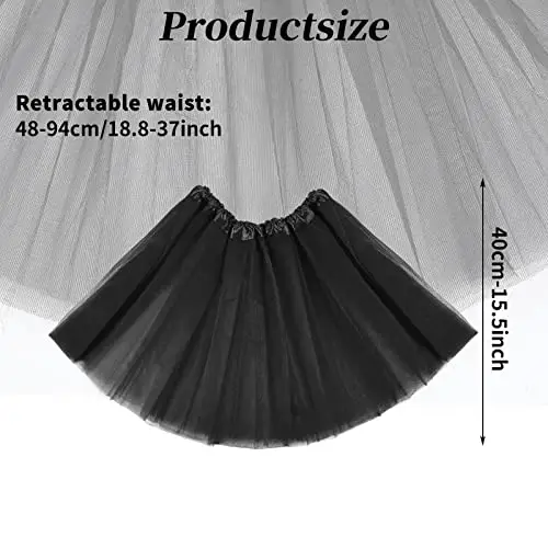 Gonna Tulle Donna Tutu Adulto Classic Elastico 3 Strati Tulle Nero Gonna Corta Donna Vestito Corto Gonne in Tulle Nero miniatura 2