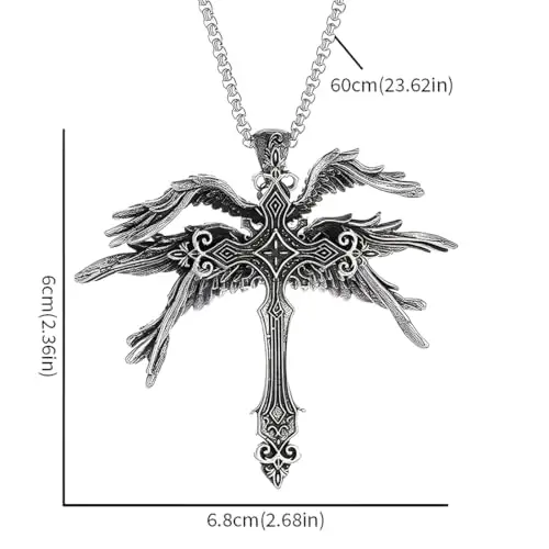 GONZTEL 1 Pezzo Collana Crocifisso, Gotica Pendentif, Gotico Argento Vintage Croce Collana Croce Collare Colla*na miniatura 2