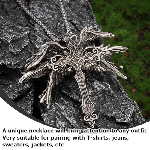 GONZTEL 1 Pezzo Collana Crocifisso, Gotica Pendentif, Gotico Argento Vintage Croce Collana Croce Collare Colla*na miniatura 3