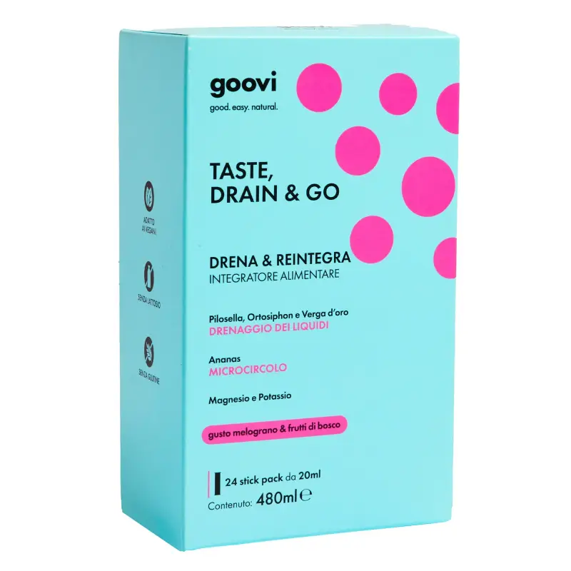 Integratori Alimentari TASTE, DRAIN & GO Drena e Reintegra - Melograno & Frutti di Bosco - Integratore drenante,Integratore vitamine e sali mi