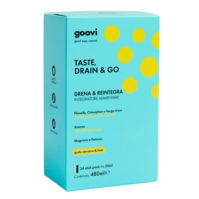 Integratori Alimentari TASTE, DRAIN & GO Drena e Reintegra - Zenzero & Lime - Integratore drenante,Integratore vitamine e sali minerali