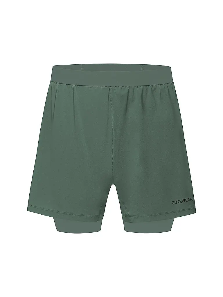 Pantaloncini da running da uomo Concurve 5 2in1 verde scuro | M