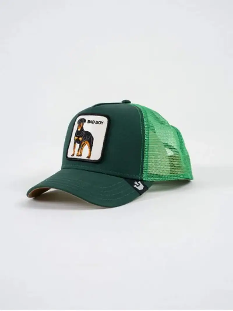 Gorin Bros cappello verde uomo in cotone bad boy logo sul davanti miniatura 2