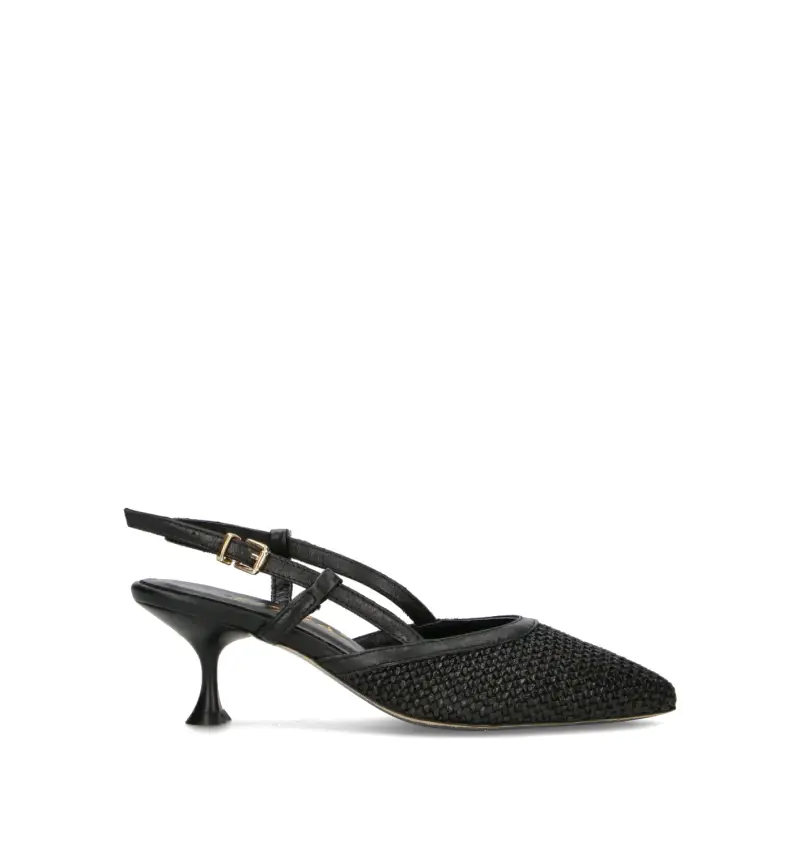 Slingback donna nera in pelle Vario