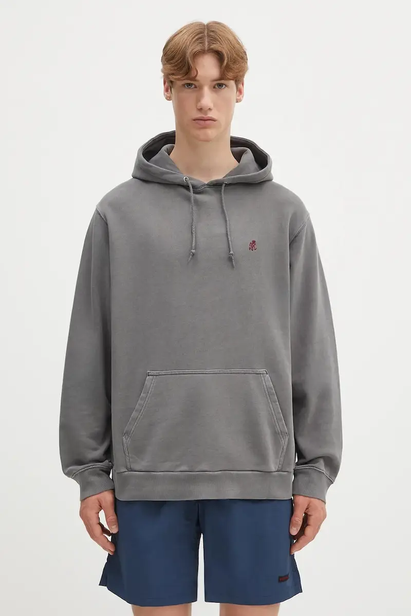 felpa in cotone One Point Hooded Sweatshirt uomo colore grigio con cappuccio G307.FT