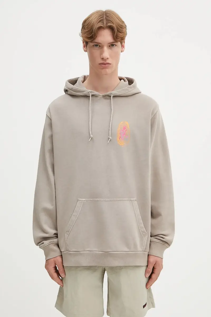 felpa in cotone Thumbprint Hooded Sweatshirt uomo colore beige con cappuccio G5SU.J109