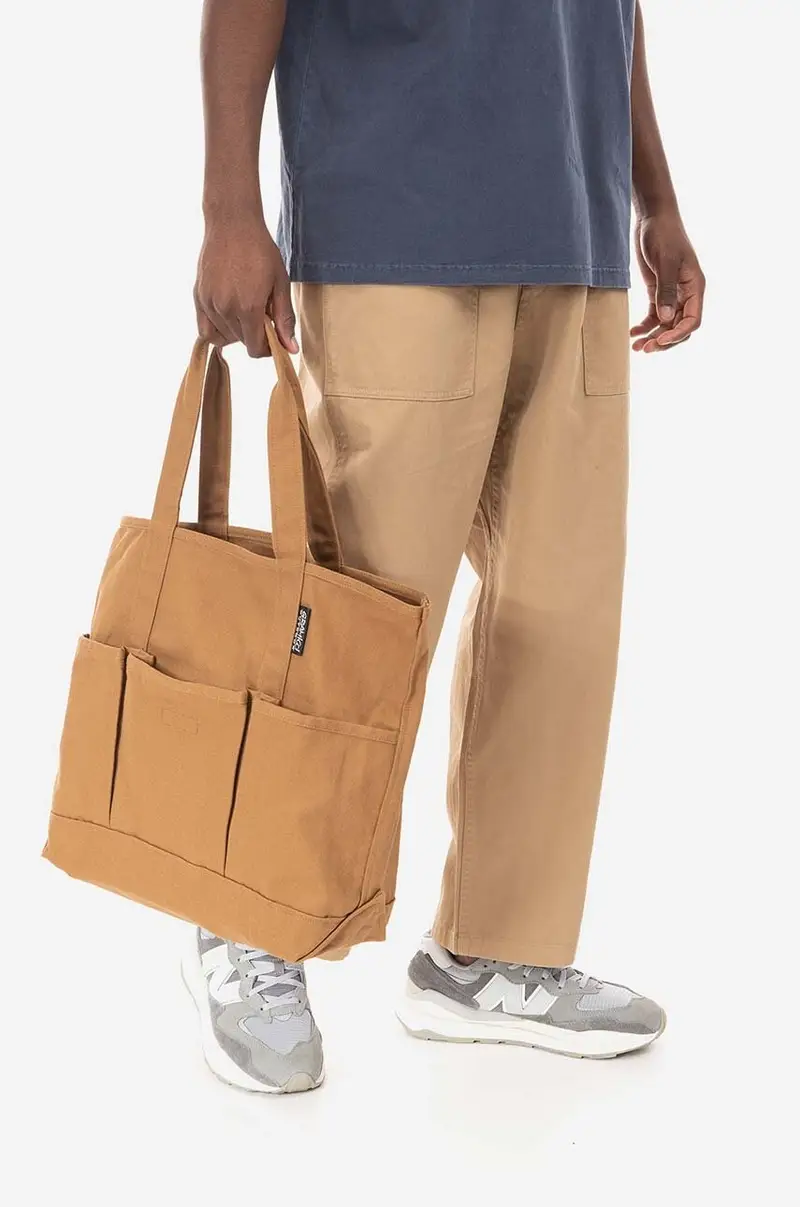 pantaloni in cotone Loose Tapered Pant Beige