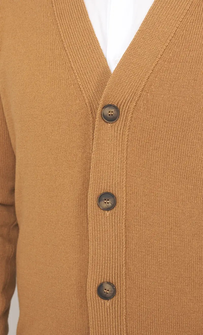 Cardigan gran sasso in pura lana super geelong, colore cammello miniatura 2