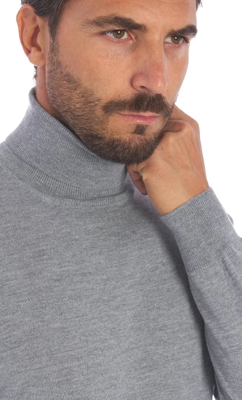 Maglia dolcevita gran sasso in lana merino extrafine, colore grigio miniatura 2