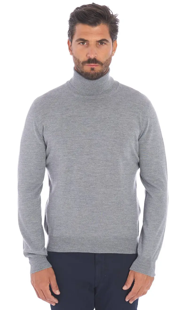 Maglia dolcevita gran sasso in lana merino extrafine, colore grigio