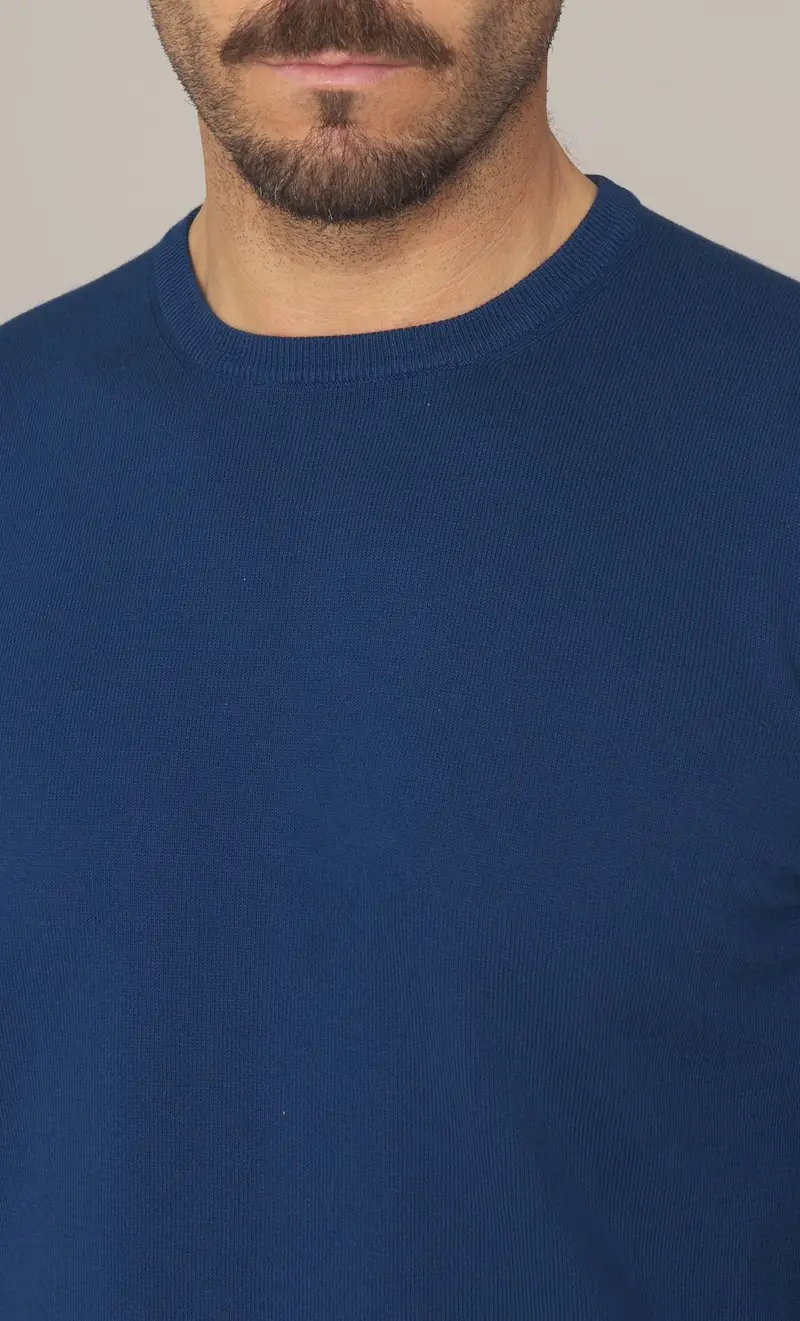 Maglia girocollo gran sasso in puro cotone egiziano, colore blu miniatura 2