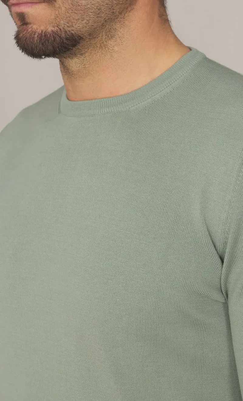 Maglia girocollo gran sasso in puro cotone egiziano, colore verde miniatura 2