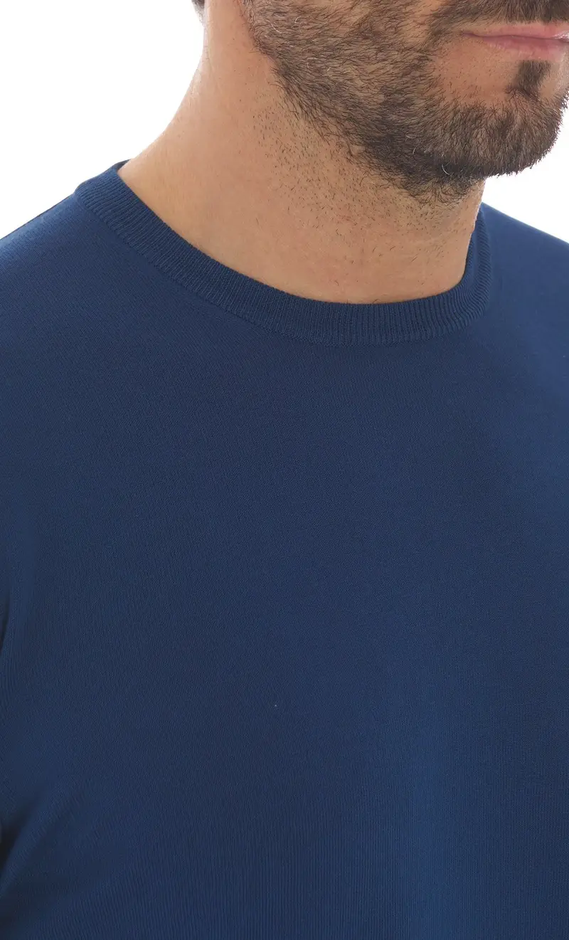 Maglia girocollo gran sasso in puro cotone organico, colore bluette miniatura 2