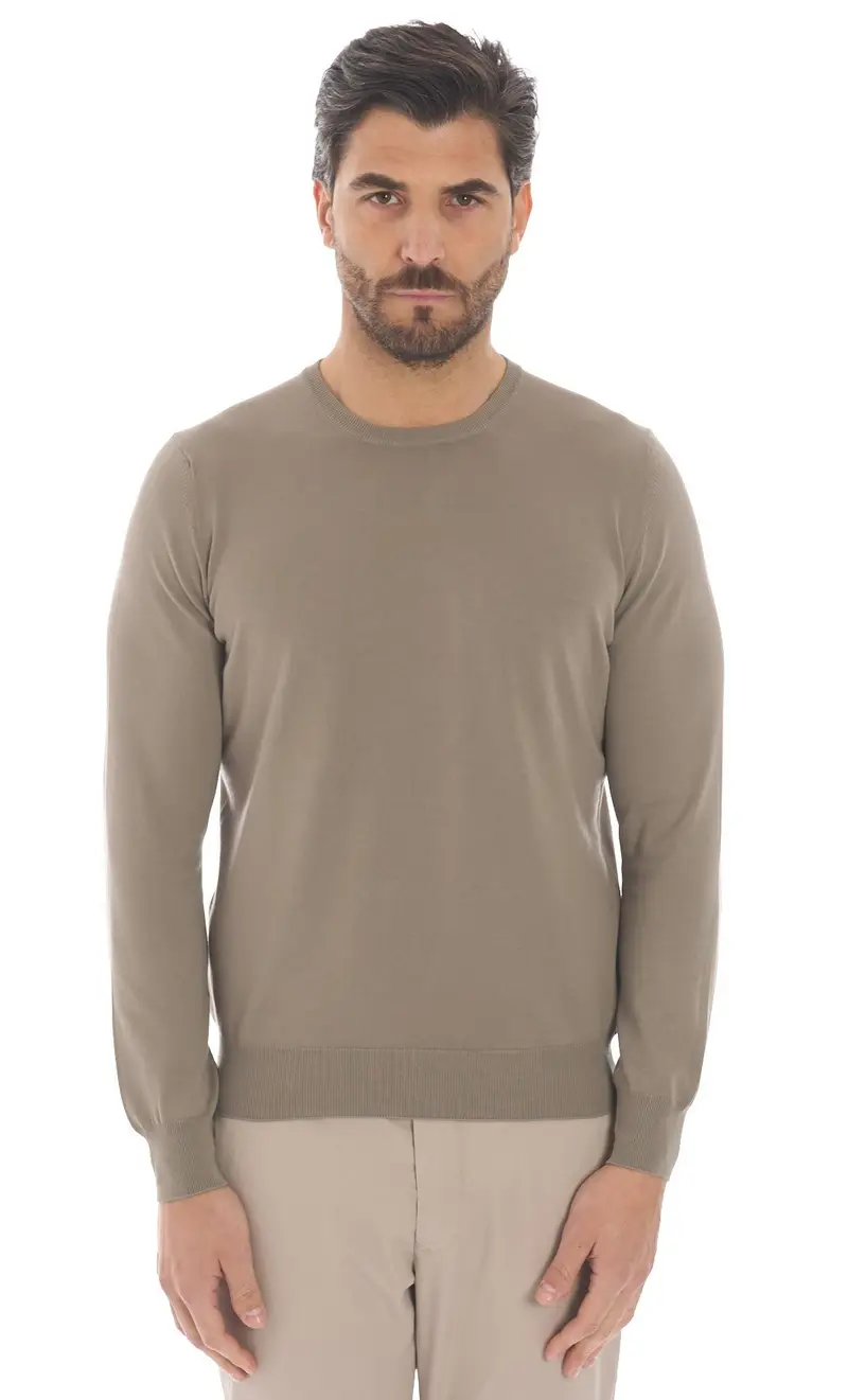 Maglia girocollo gran sasso in puro cotone organico, colore fango