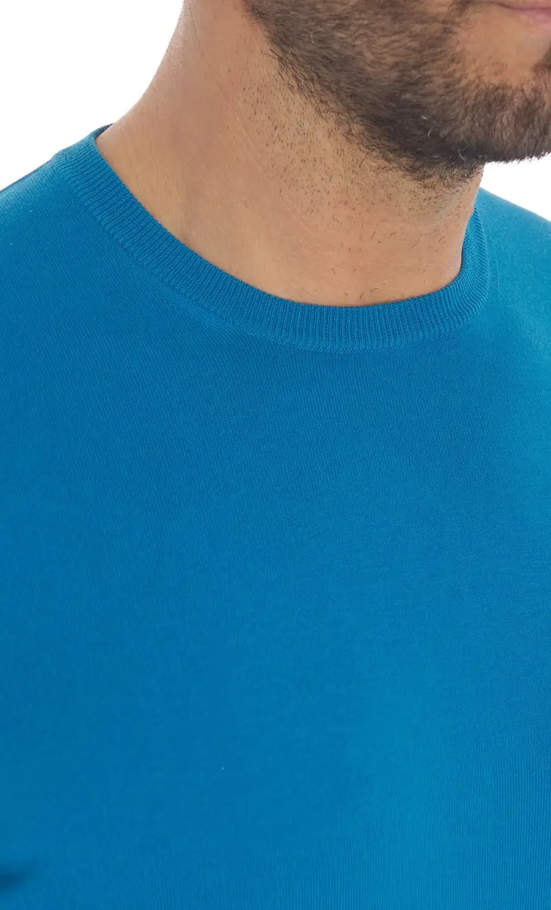 Maglia girocollo gran sasso in puro cotone organico, colore turchese miniatura 2